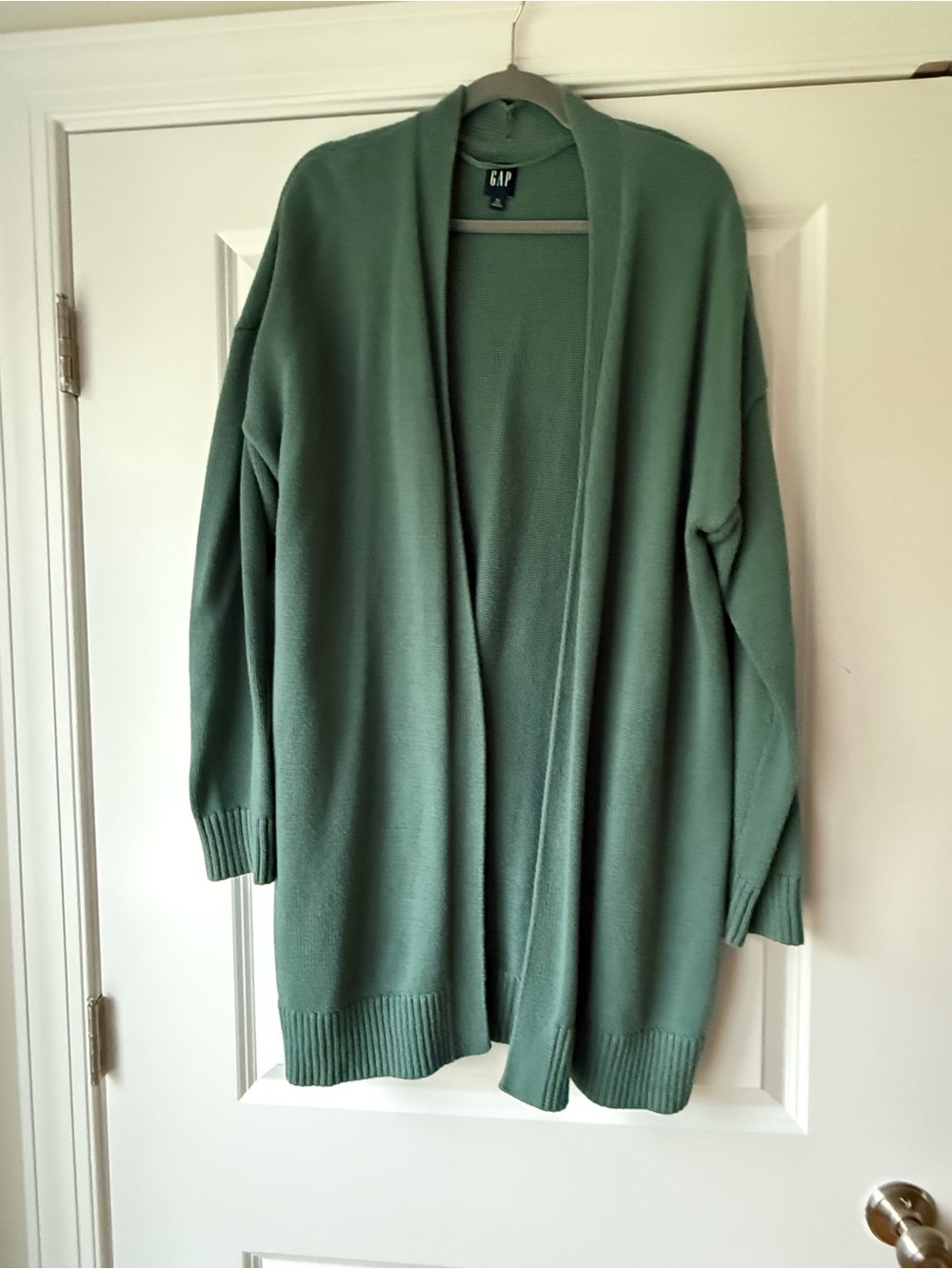 GAP Split-Hem Long Cardigan Sweater in Sage Green, XL Tall